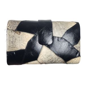 Vintage Genuine Frogskin Leather Hardshell Patchwork Shoulder Bag Purse